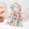 thumbnail image 2 of hengsof Girls' Flying Sleeve Printed Summer Dress, Fashionable Pattern Casual Dress, Comfortable Round Neck Cute Princess Dress, 2 of 5