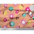 thumbnail image 3 of Soimoi Orange Rayon Crepe Fabric Donuts Food Printed Fabric 1 Yard 46 Inch Wide, 3 of 5