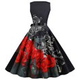 thumbnail image 3 of drppepioner Femmes Grande Taille Liquidation Robes d'Été pour Femmes Plage Imprimé Floral Sans Manches Robe Débardeur Évasée, 3 of 8