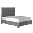thumbnail image 1 of Contemporary Velvet and Metal 60" Queen Bed - Grey and Silver, 1 of 7