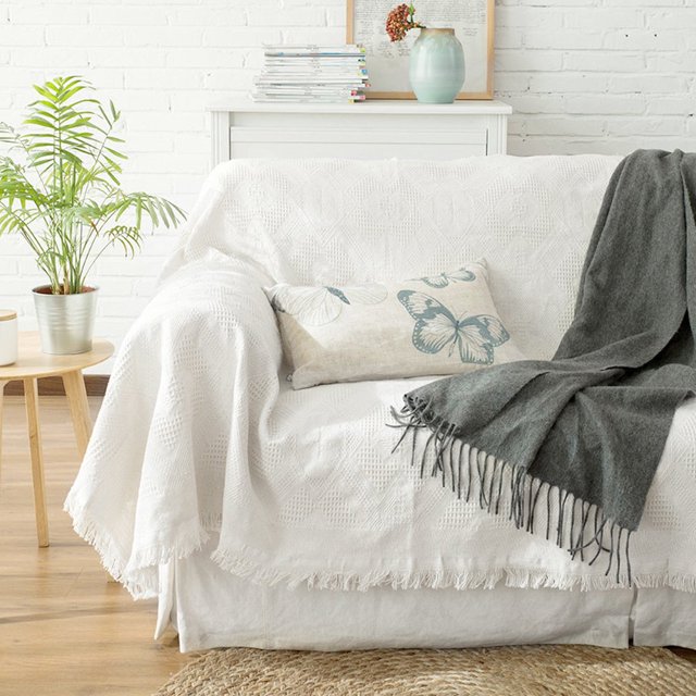 AMERTEER Housse de Canapé Tricotée Fauteuil Moderne Confortable Décoration Serviette Réversible Lit Matelas Literie Adaptée Salon Extérieur Ou Intérieur
