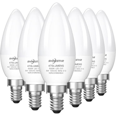 SHINESTAR B11 E12 Ampoules Candélabres DEL 5000K Blanc Lumière du Jour 40W Lustre Équivalent Lampes de Ventilateur de Plafond Lot de 6