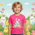 thumbnail image 2 of MIASHUI T-Shirts Graphiques de Pâques pour Garçons Doux Décontractés à Manches Courtes Hauts Colorés pour Enfants Rose Vif, 3-4 Ans, 2 of 4