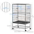 thumbnail image 3 of PawHut Cage à Oiseaux en Acier de 52 Pouces, avec Support Roulant, Gris Foncé, 3 of 10