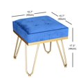thumbnail image 2 of Jessar - Velvet Ottoman/Footstool with Metal Base, 15.7" x 15.7" x 17.3", Blue, 2 of 4