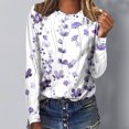 thumbnail image 2 of Pompotops T-Shirts à Col Rond Amples pour Femmes, Décontractés, à Imprimé, Blouse à Manches Longues, Liquidation, 2 of 4