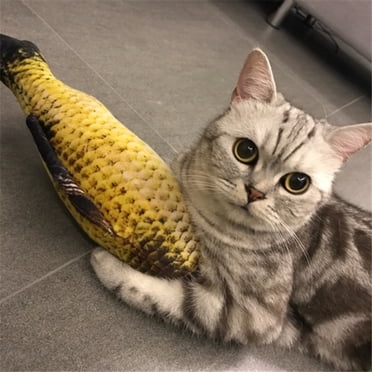 Agiferg Jouet Réaliste pour Chat Poisson Herbe à Chat Menthe en Peluche Animal de Compagnie Interactif à Mâcher Jeu 20cm