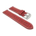 thumbnail image 3 of 24mm Mens' Alligator Style Leather Watch Strap Band, White Stitching, Stainless Steel Buckle, 3 of 7