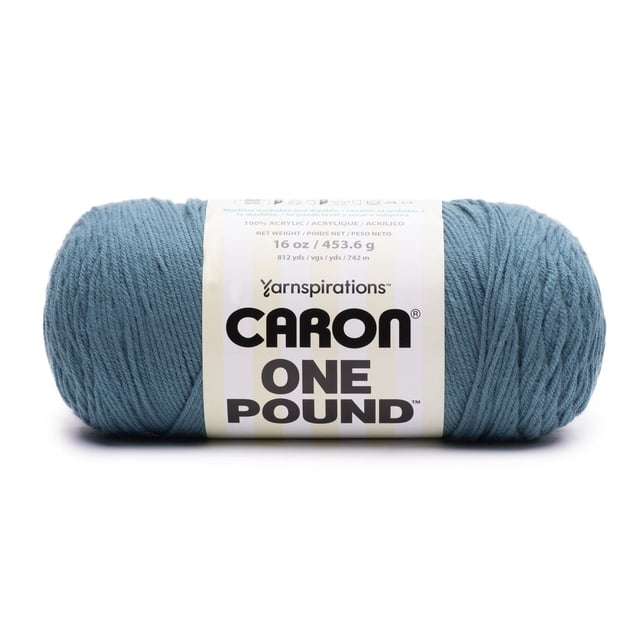 Caron® One Pound™ Yarn, Acrylic #4 Medium, 16oz/454g, 812 Yards in teal blue, shown front-facing with label visible, 100% acrylic worsted weight yarn ideal for knit and crochet accessories, garments, and home decor projects, machine washable and dryable.