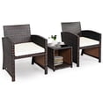 thumbnail image 4 of Costway 3PCS Patio Rattan Wicker Furniture Cushion Sofa Coffee Table White, 4 of 9