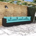 thumbnail image 1 of vidaXL 4 Piece Garden Lounge Set with Cushions Poly Rattan Black, 1 of 4
