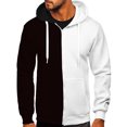 thumbnail image 1 of RKSTN Mens Hoodies Fall Winter Fashion Full Zipper Patchwork Color Sweatshirts Casual Sports Loose Drawstring Blouse Tops with Pockets, 1 of 6
