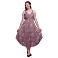 thumbnail image 1 of Bimba Floral Ladies Printed Resort Midi Drawstring Dress Spaghetti Strap Beach Wear-X-Small, 1 of 1