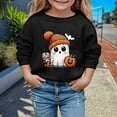 thumbnail image 1 of PMVFHDE Chandails à Capuchon et Chandails pour Filles Mode Enfants Halloween Mignon Imprimé Col Rond Sans Capuche Chandail à Manches Longues pour Filles Noir, 3-4 Ans, 1 of 3