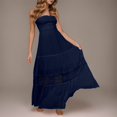 thumbnail image 4 of Cathalem Maxi Robe d'Été pour Femme Sans Manches à Col en V Fendu, Robe de Soirée Cocktail Longue, Bleu Foncé m, 4 of 5