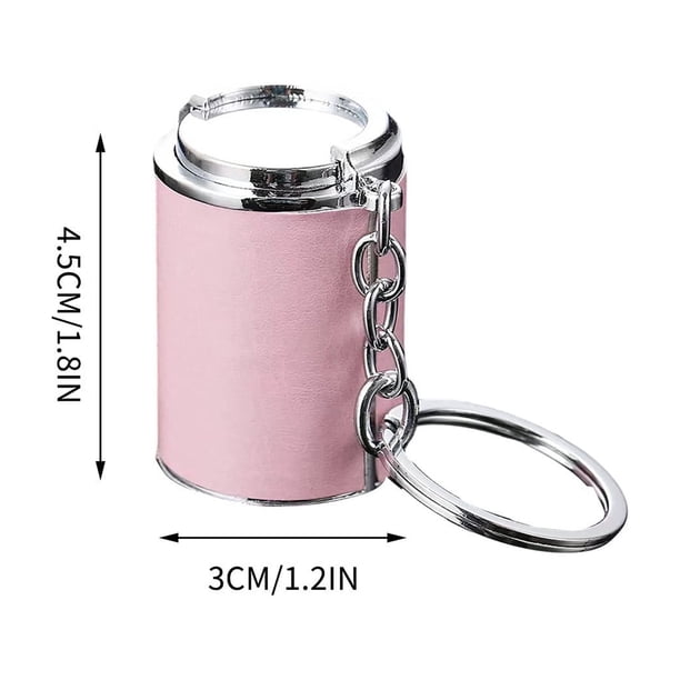 JJV Mini Cylindrical Lipstick Shaped Box Keychain Portable Leather