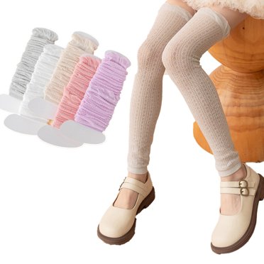 LYMAYTER Baby Toddler Girls Knee High Socks Mesh Midtube Socks Solid Color Socks for Kids 3-12Y