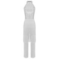 thumbnail image 3 of Kaerm Women's Sequins Fringe Sleeveless Ballroom Latin Salsa Rumba Dance Jumpsuit Silver M, 3 of 6