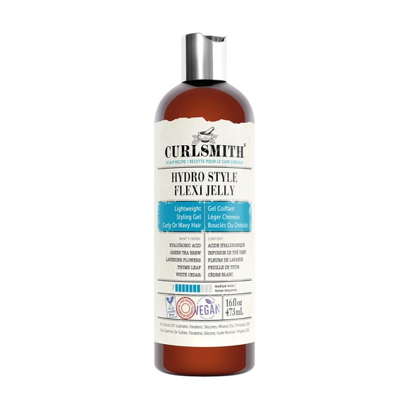 CURLSMITH - Hydro Style Flexi-Jelly - Gel Définissant Végétalien pour Cheveux Ondulés, Bouclés Ou Crépus (16 fl oz)