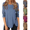 thumbnail image 3 of Womens Casual Long Sleeve Tunic Shirts  Neck Button Side Blouses Tops, 3 of 6