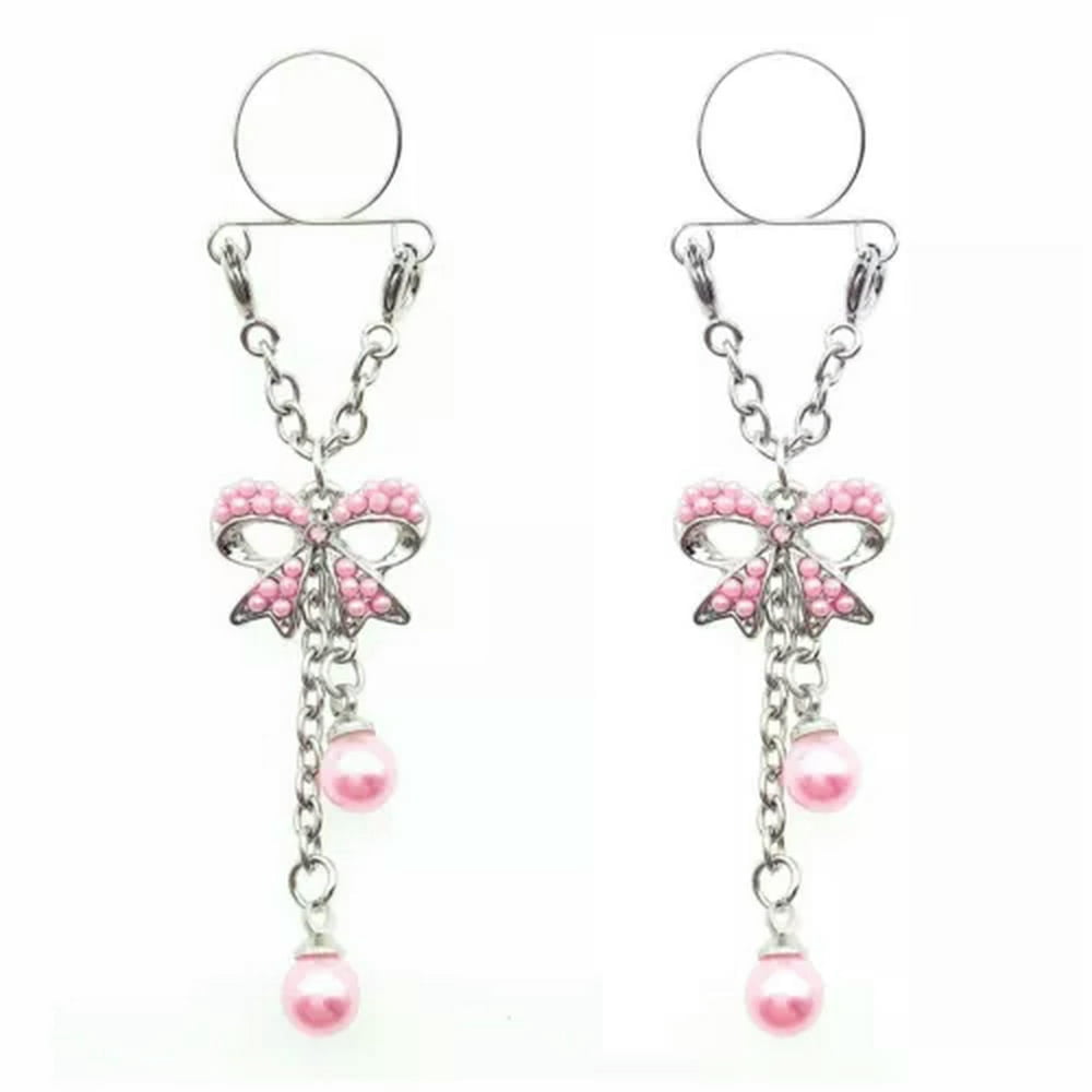 MesaSe 2X Anneaux de Tétine Aguichant Ajustables Sans Perçage à Clip Pendants Faux Tétines-08