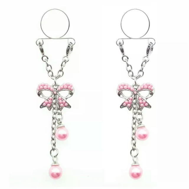 SNNROO 2X Sexy Adjustable Nipple Rings Non-Piercing Clip On Dangle Fake Nipplerings-08