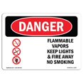 thumbnail image 1 of SignMission OS-DS-A-1218-L-1257 12 x 18 Po Signe de Danger OSHA - Vapeurs Inflammables Garder le Feu Loin de Fumer, 1 of 1