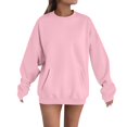 thumbnail image 1 of Breezora Chandail à Capuchon à Poche Surdimensionné pour Femmes, Col Rond, Chandail Décontracté Confortable, Taille P, Rose, 1 of 5