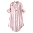 thumbnail image 5 of Yuyuzo Womens Blouses Striped Button down Half Sleeve Long Shirts Plus Size Soft Dress Tops S-5XL, 5 of 5