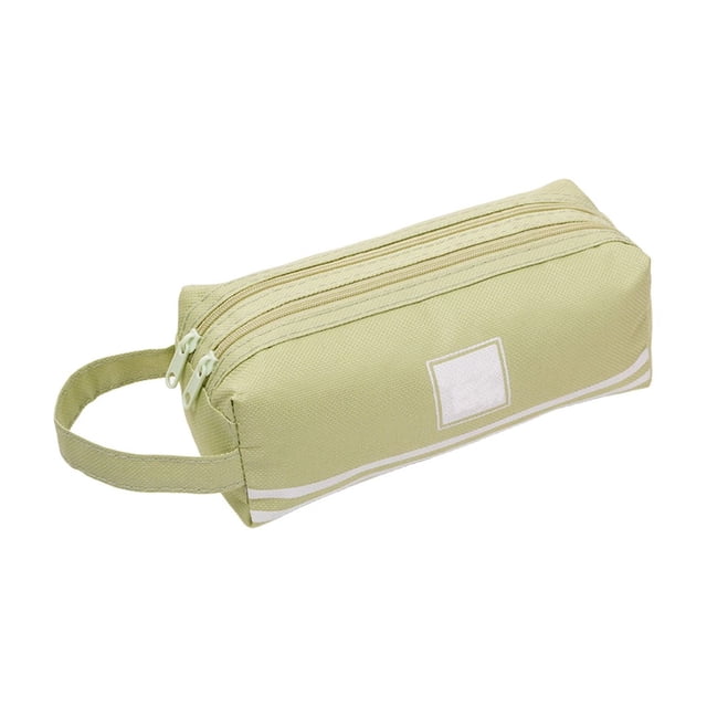 SIYTUAU Double Layer Oxford Cloth Pencil Case 7.9X2.95X2.95 Inches Green For School Students Large Capacity Zipper Double Pull Design Stationery Storage Case Green