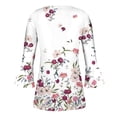 thumbnail image 5 of CEHVOM Hauts Plissés Basiques à Manches 3/4 Trompette Imprimée Boutonnée pour Femmes Blouses en Liquidation, 5 of 5
