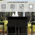 thumbnail image 4 of Outsunny 5 Pieces Patio Bar Set, Outdoor PE Rattan Wicker High Top Outdoor Table and Chairs Outdoor Bar Set with Tempered Glass Top Bar Table and Shelves, 4 Bar Chairs, Black, 4 of 10