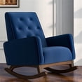 thumbnail image 2 of Fauteuil Berçant pour Chambre de Bébé en Velours Bleu Dalston, Dossier Fixe, Style Mi-Siècle Moderne, 2 of 6