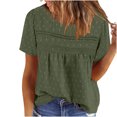 thumbnail image 3 of Styesk Hauts pour Femmes Femmes Décontracté Boho Haut Manches Courtes Été Col Rond Chemises Amples Dentelle Décontracté Blouses Unies, 3 of 8