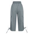 thumbnail image 4 of QATAINLAV Capris de Randonnée pour Femmes avec Poches Été Cargo Légers Pantalons Capri de Voyage Unis Décontractés Bas Resserré Pantalons de Survêtement Raccourcis Offres du Jour en Liquidation Gris m, 4 of 8