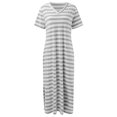 thumbnail image 4 of Kcodviy Robes Droites à Col en V pour Femmes Longueur Midi Ample Robe à Imprimé Rayé Robe Maxi à Col en V Robe en Lin pour Femmes Robe d'Été pour Femmes Robes d'Été, 4 of 5