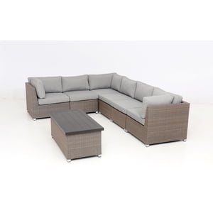 Chambers Bay Collection 7-Piece Aluminum Patio Conversation Set with Grey Cushions