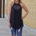 thumbnail image 2 of Pompotops Débardeur d'Été pour Femme à Col Licou à Bretelles Spaghetti en Dentelle Ajourée Fluide Camisole Chemises Blouse Plissée T-Shirt Sans Manches Gilet, 2 of 7