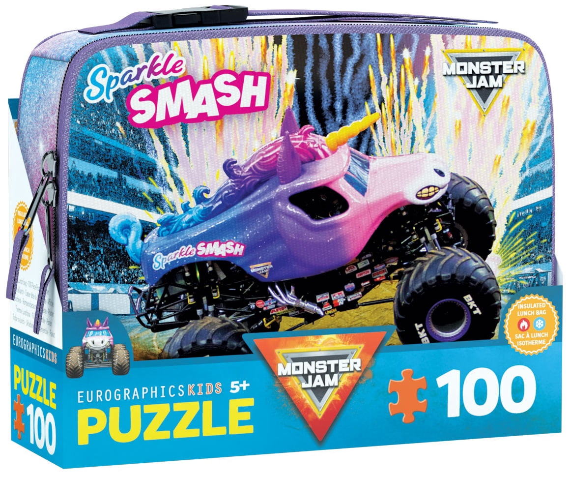 Sparkle Smash Monster Jam 100 PC Puzzle in Lunch Bag