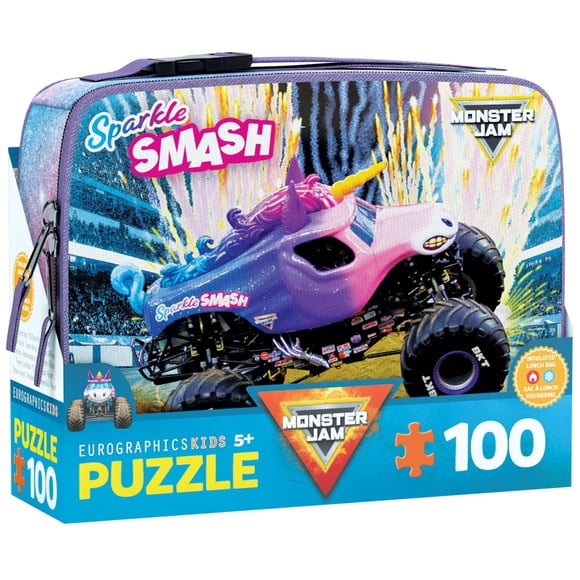 Puzzle Sparkle Smash Monster Jam 100 pièces dans un sac à lunch