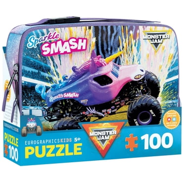 Puzzle Sparkle Smash Monster Jam 100 pièces dans un sac à lunch