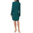 thumbnail image 3 of INSPIRE CHIC Chemise de Nuit à Manches Longues pour Femme, Col à Revers Cranté, Boutonnée, S Vert Foncé, 3 of 6