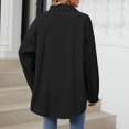 thumbnail image 4 of RXIRUCGD Mode Femme Couleur Unie Manches Longues Col Rabattu, Noir, Taille : S, 4 of 8