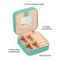 thumbnail image 3 of Unique Bargains Travel Jewelry Case, Small Jewelry Organizer Portable Mini Jewelry Box with Mirror Square Style 1, Green, 3 of 5