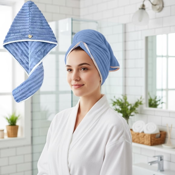Microfiber Hair Drying Towel 1 Pack Thick Hair Drying Towel With Button Super Absorbent Hair Drying Towel Suitable For Curly Hair