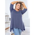 thumbnail image 4 of SHOWMALL Tunique Grande Taille pour Femmes Blouse Manches 3/4 Violet Gris 5X Vêtements Haut Évasé Col Rond Maternité Ample, 4 of 6