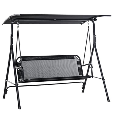 Outsunny 2-Person Patio Swing Chair with Adjustable Canopy for Porch Garden