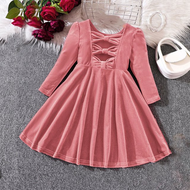TopLLC Robes de Filles Costumes de Noël Velours Nœud Robes de Princesse de Noël Robes Nœud Robes 3-8 Ans Robe en Coton