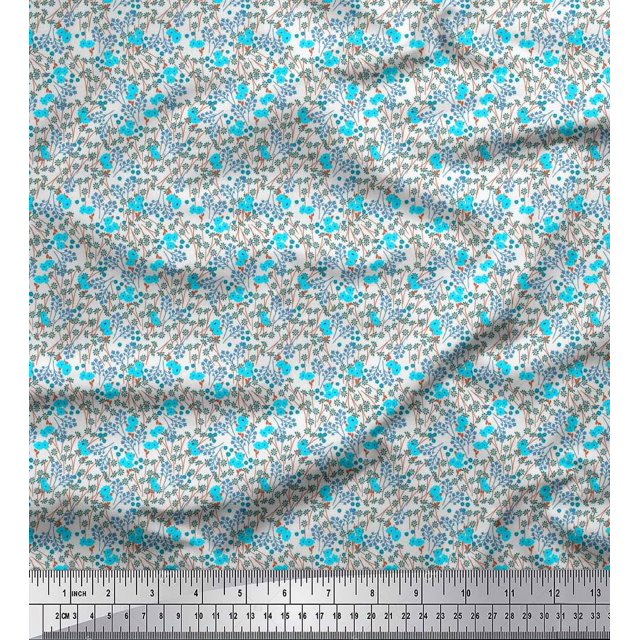 Soimoi Polyester Crepe Fabric Flower Artistic Printed Fabric 1 Yard 52 Inch Wide