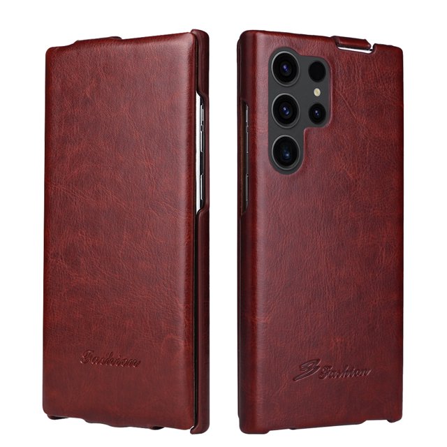 Flip Leather Case for Samsung Galaxy S25 Ultra - Top & Bottom Opening Design - Full Protection - Multiple Color Options (Brown,for Galaxy S25 Ultra)